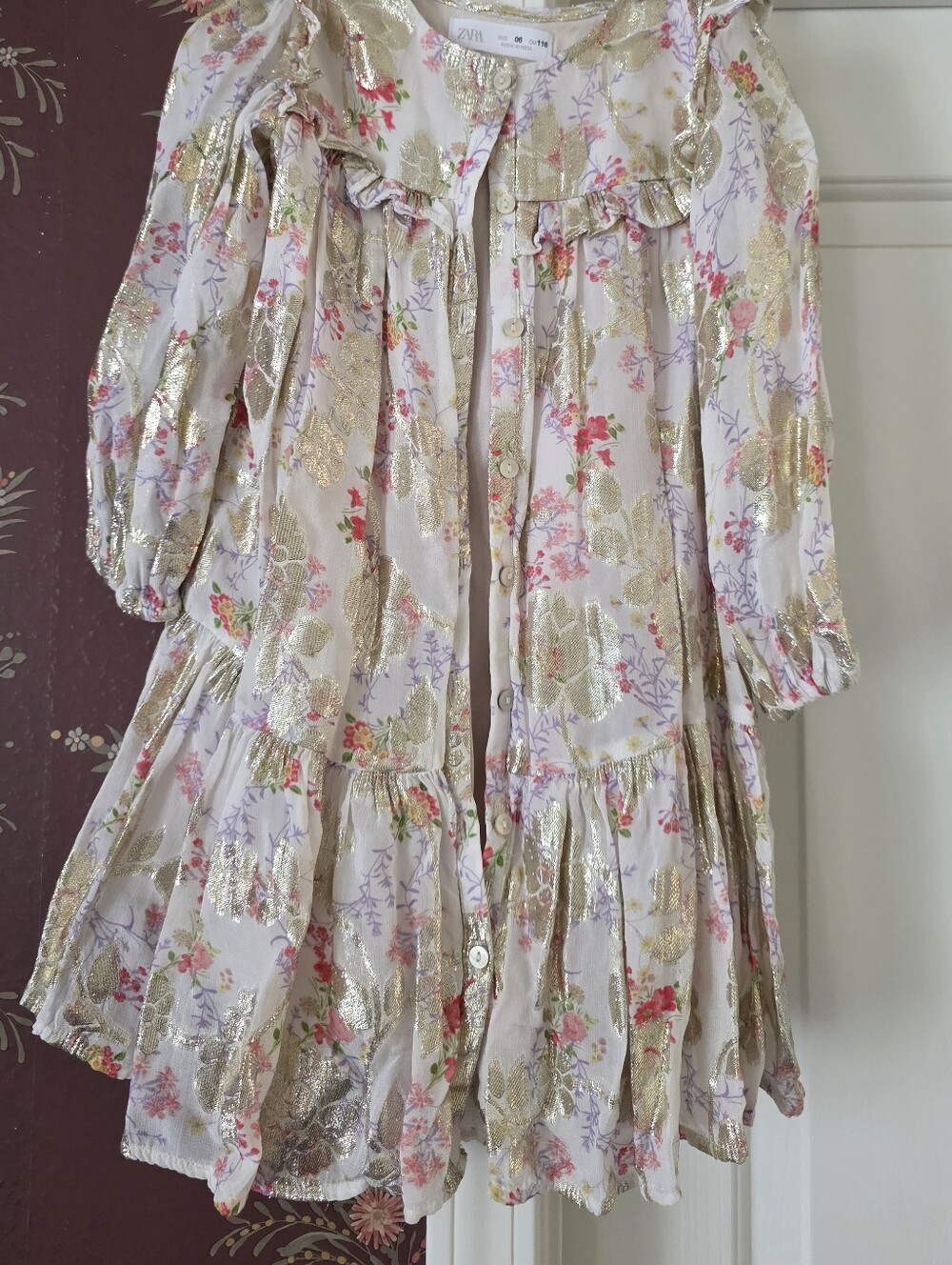 Zara Metallic Floral Dress
